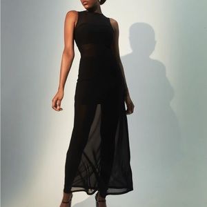 Klassy Network High Neck Mesh Brami Maxi Dress - SMALL